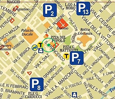 piantina dei parcheggi nei pressi dello Studio Odontoiatrico
